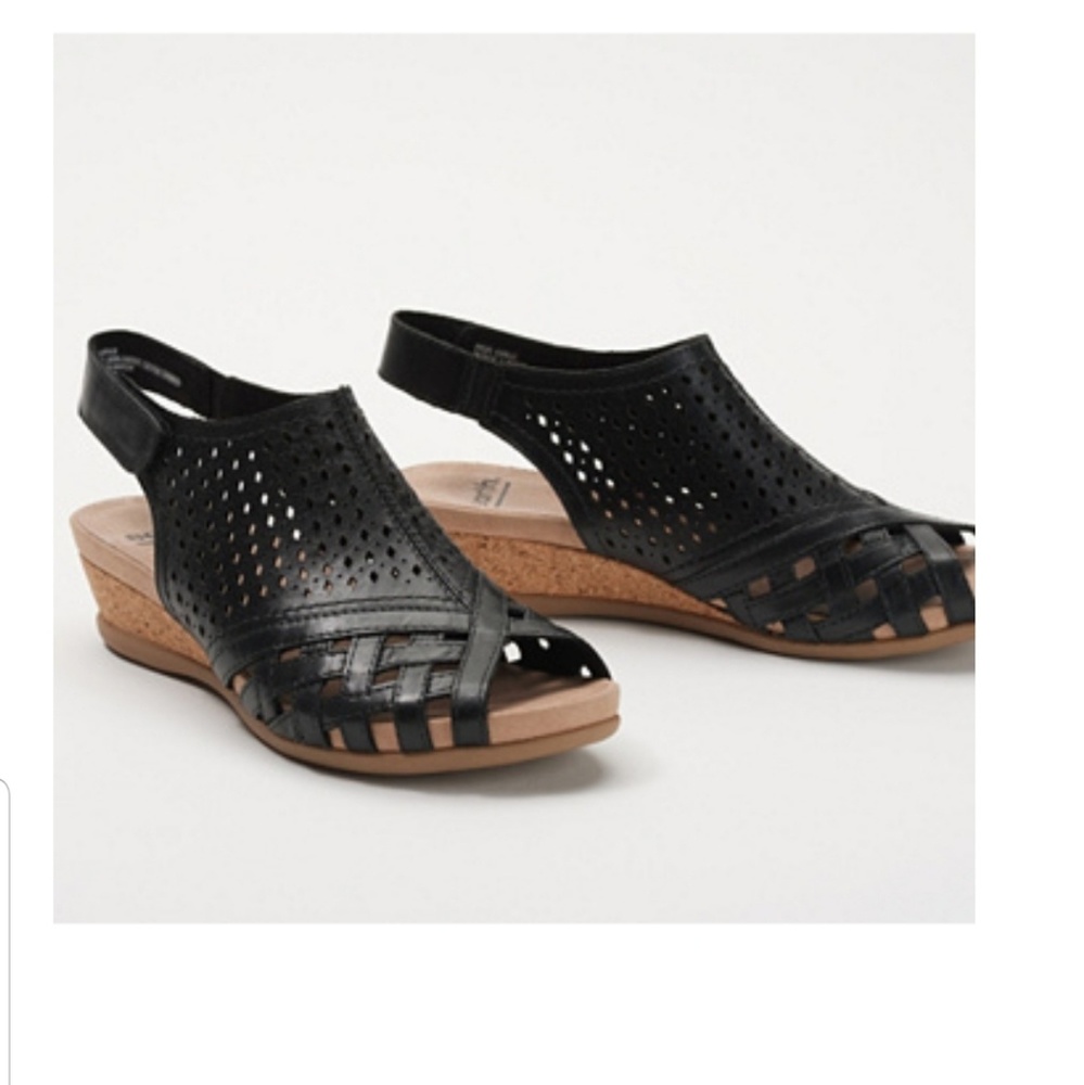 Earth Leather Perforated Wedge Sandals- Pisa Galli